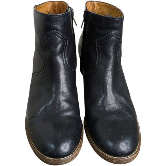 Madewell 1937 Winston Ankle Boots Womens 10 Black Leather Heeled Booties Side Zi - Picture 9 of 15